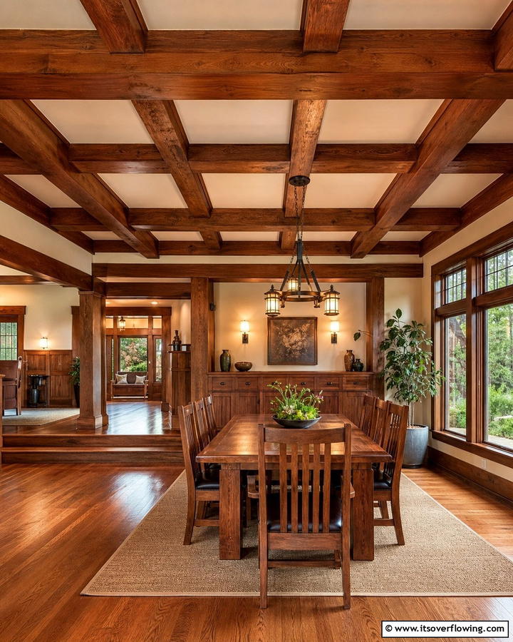 Wooden Beam Ceilings for Rustic Charm - 20 Craftsman Dining Room Ideas for a Timeless Look