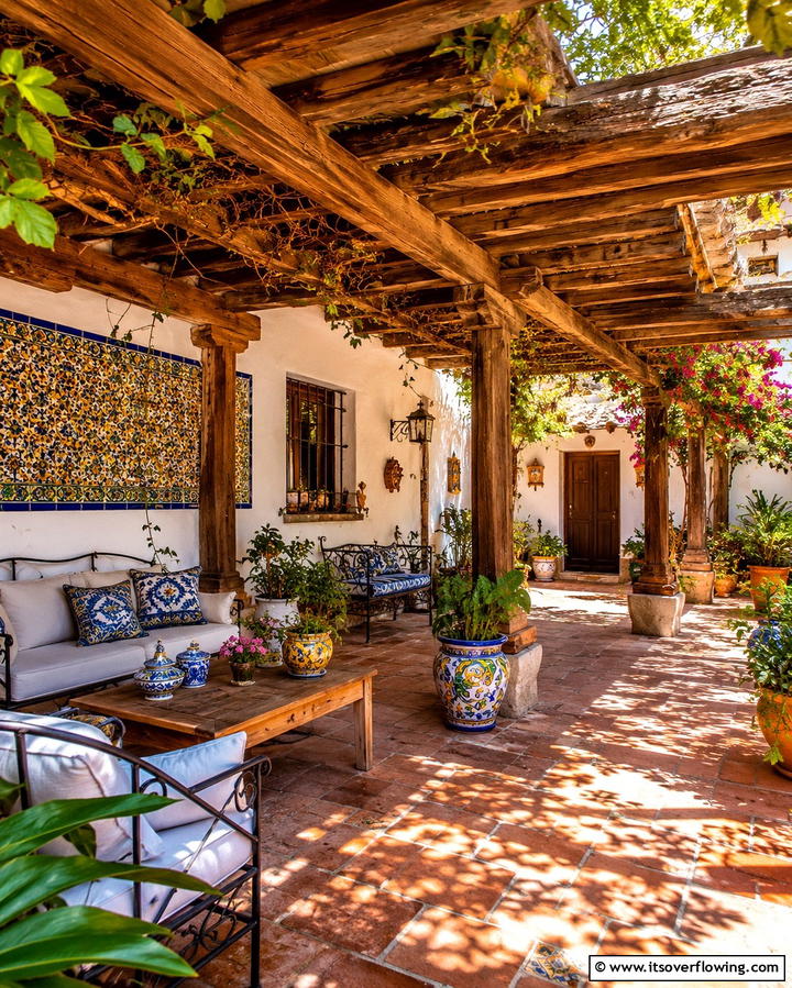 Wooden Beams and Ceilings - 20 Spanish Courtyard Ideas for a Serene Outdoor Space