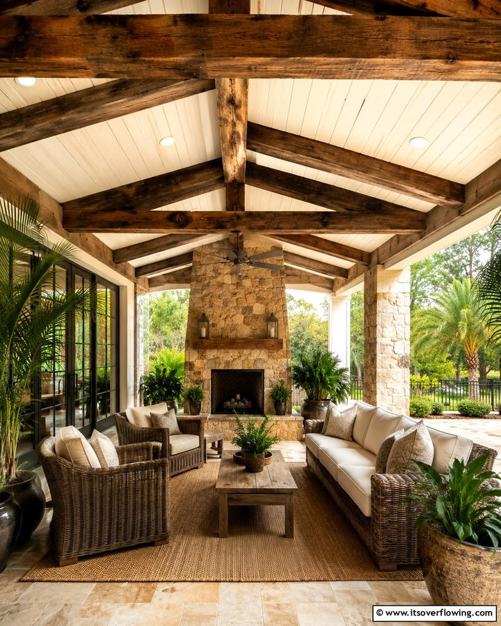Wooden Beams for Rustic Charm - 25 Patio Ceiling Ideas for Stylish Outdoor Spaces