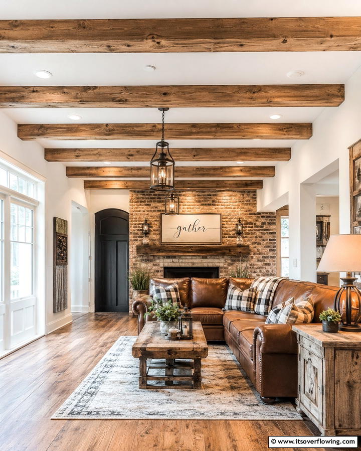 Wooden Beams for Rustic Charm - 25 Affordable Cheap Ceiling Ideas for Your Home