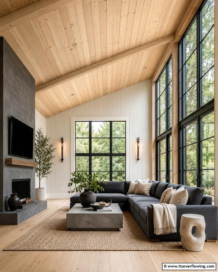 Wooden Ceiling Panels for Warmth - 25 Rustic Sunroom Ideas to Enjoy Nature Indoors