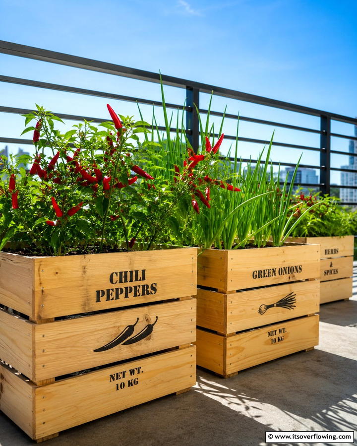 Wooden Crate Planters - 25 Inexpensive Raised Garden Bed Ideas for Your Yard