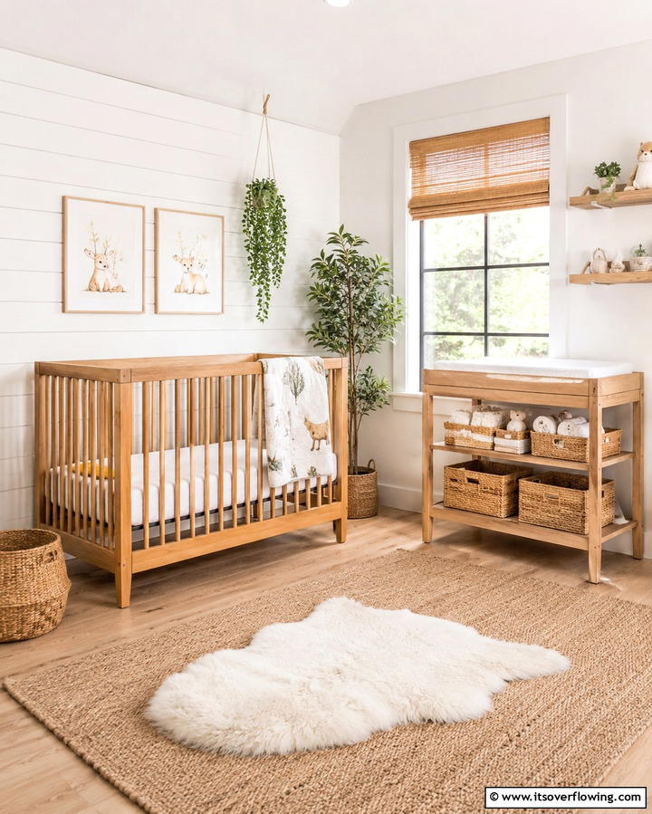 Wooden Crib with Natural Finishes - 25 Rustic Nursery Ideas for a Cozy Baby Room
