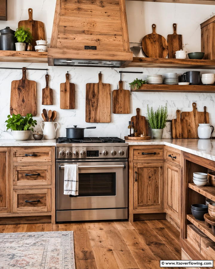 Wooden Cutting Boards as Decor - 25 Earthy Kitchen Ideas for a Natural Look