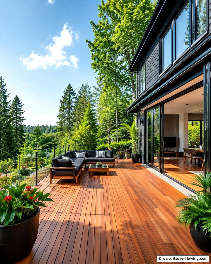 Wooden Deck Complementing Black Exterior - 25 Black House With Wood Accents Ideas for a Bold Design