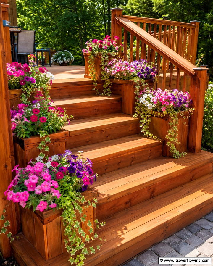 Wooden Deck Steps with Built In Planters - 25 Deck Steps Ideas for a Safe and Stylish Entry