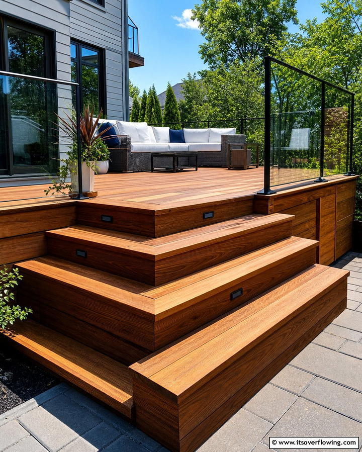 Wooden Deck Steps - 25 Patio Steps Ideas to Enhance Your Outdoor Space