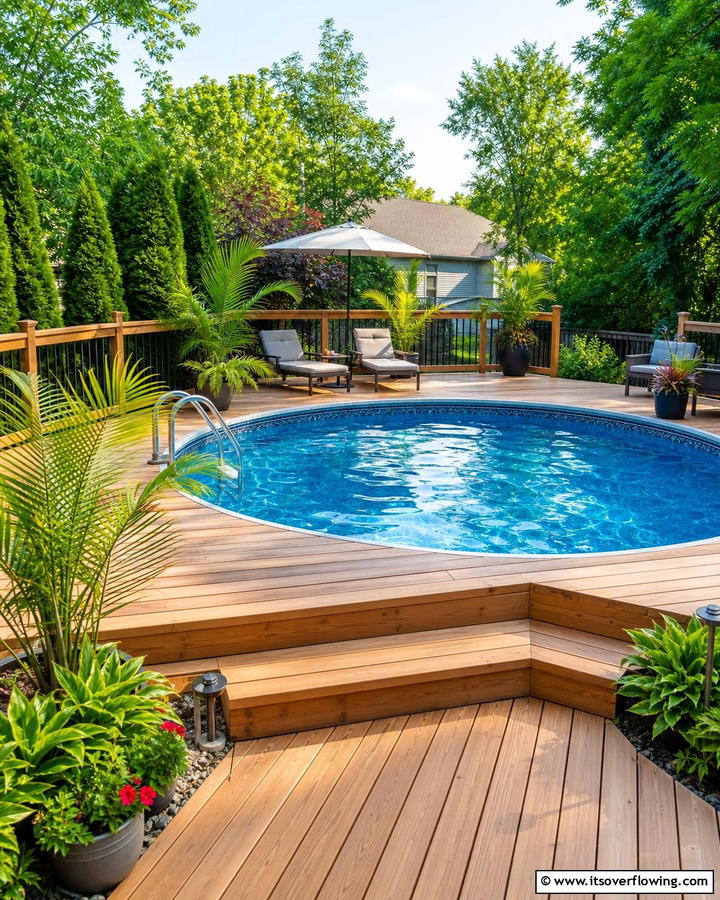 Wooden Deck Walkway - 20 Above Ground Pool Walkway Ideas for Safety