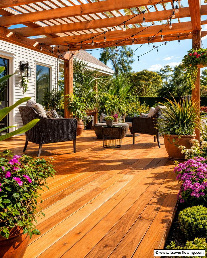 Wooden Decking Warmth - 20 Pergola Flooring Ideas to Enhance Your Outdoor Space