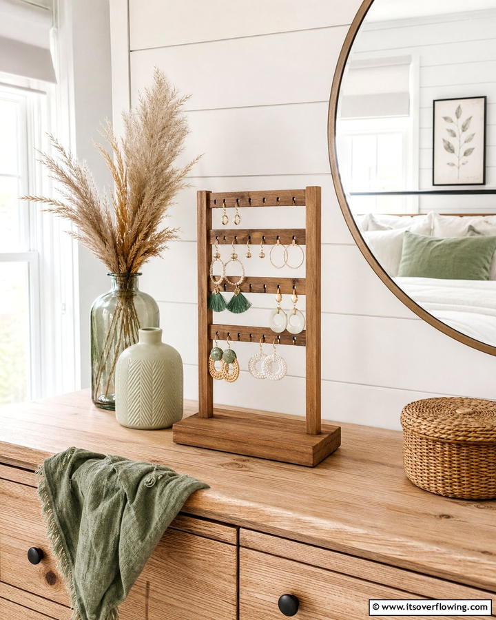 Wooden Earring Stand - 20 Earring Storage Ideas to Keep Your Jewelry Organized