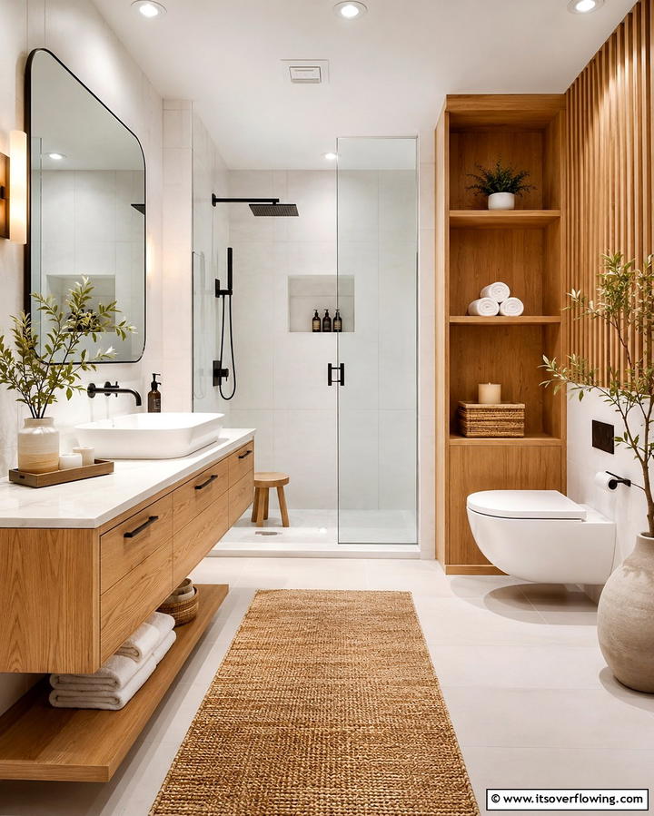 Wooden Elements for Warmth and Texture - 20 Zen Bathroom Ideas for a Relaxing Retreat