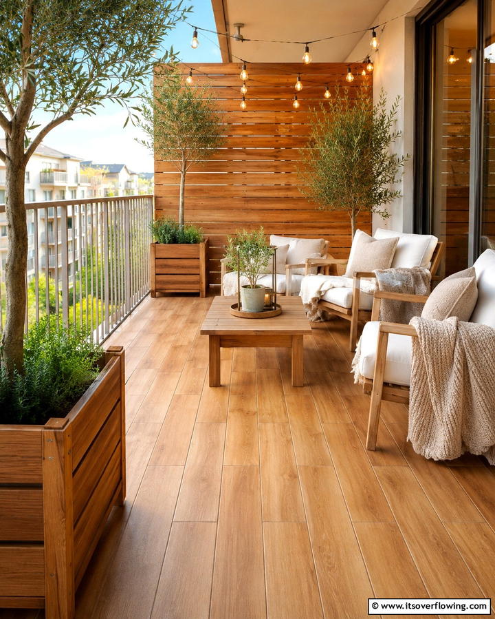 Wooden Finish Tiles - 25 Balcony Tiles Ideas for Stylish Outdoor Spaces