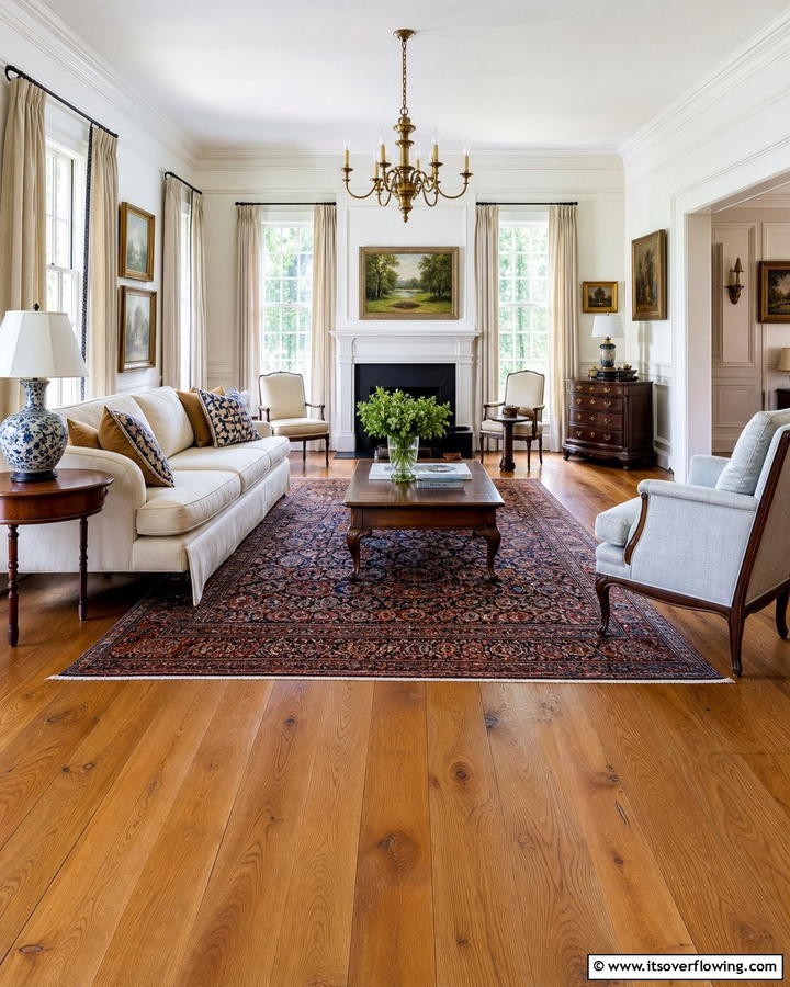 Wooden Flooring - 20 Colonial Living Room Ideas for a Classic and Timeless Look