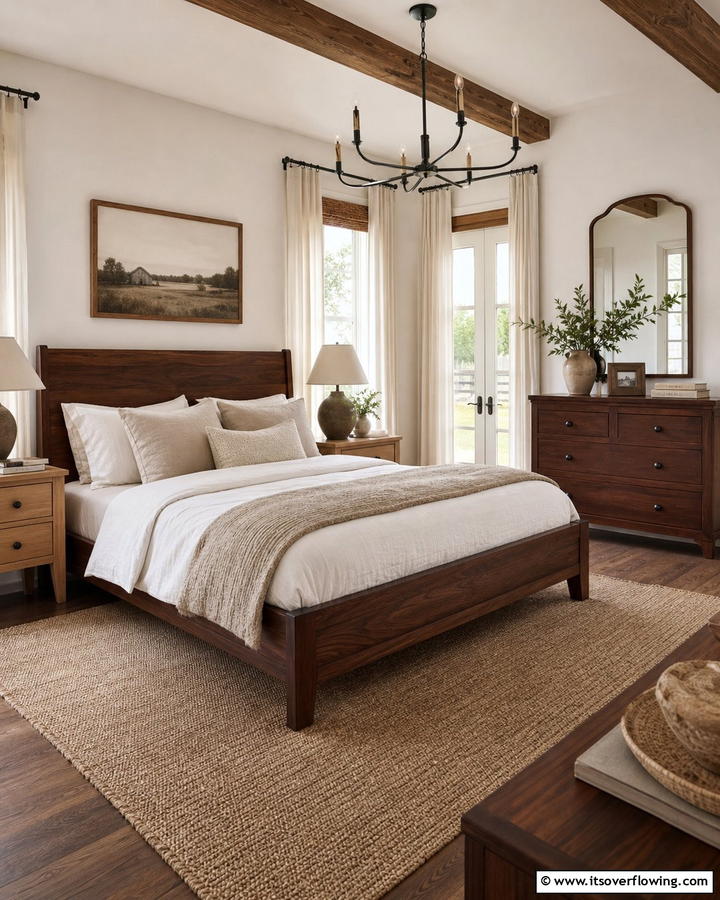 Wooden Furniture Accents - 25 Brown Bedroom Ideas for a Warm and Cozy Atmosphere