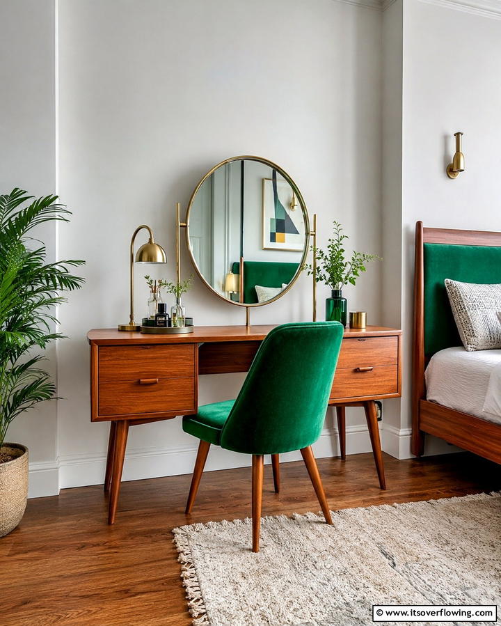 Wooden Furniture with Green Upholstery - 25 Green and Brown Bedroom Ideas for Earthy Vibes