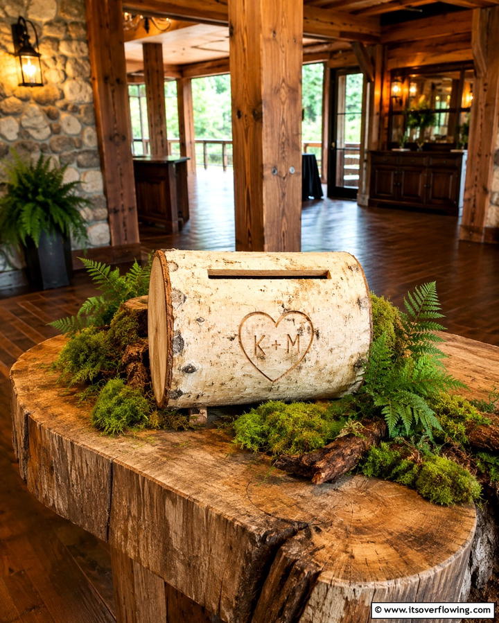 Wooden Log Card Box - 30 Creative Wedding Card Box Designs for Guests