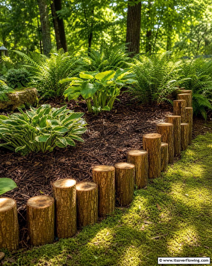 Wooden Log Edging for Mulch - 20 Mulch Edging Ideas to Define and Beautify Your Garden Beds