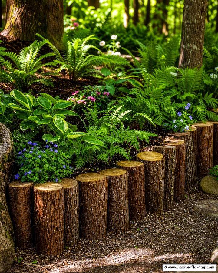 Wooden Log Edging - 20 Recycled Garden Edging Ideas for an Eco-Friendly Yard
