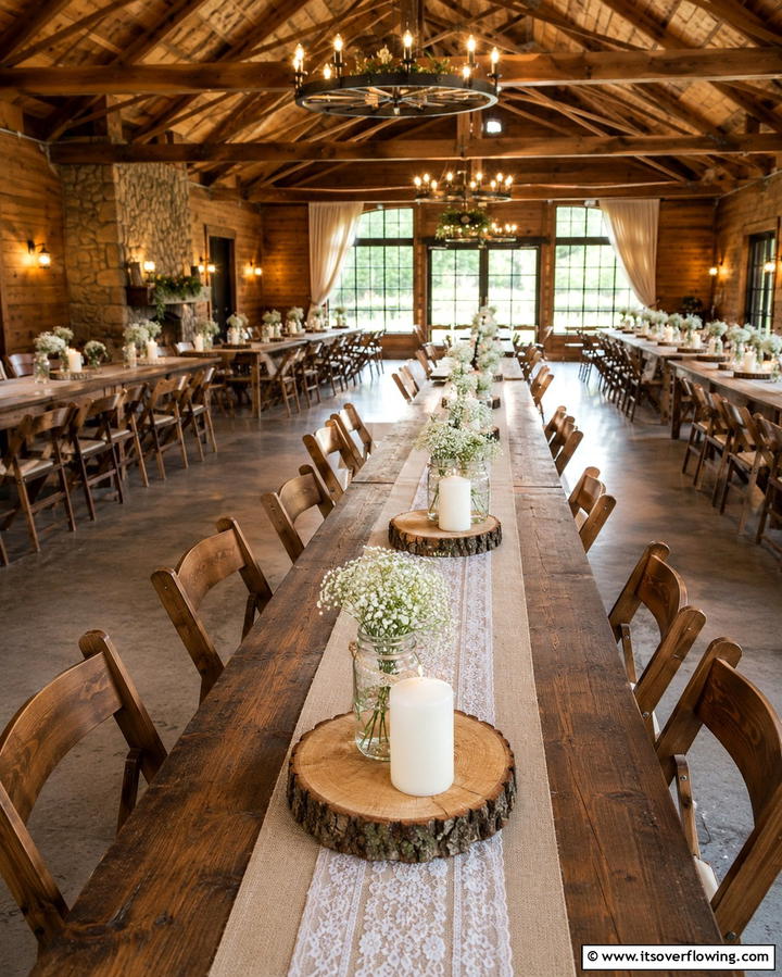 Wooden Log Slices - 30 Rehearsal Dinner Centerpiece Ideas for Memorable Nights