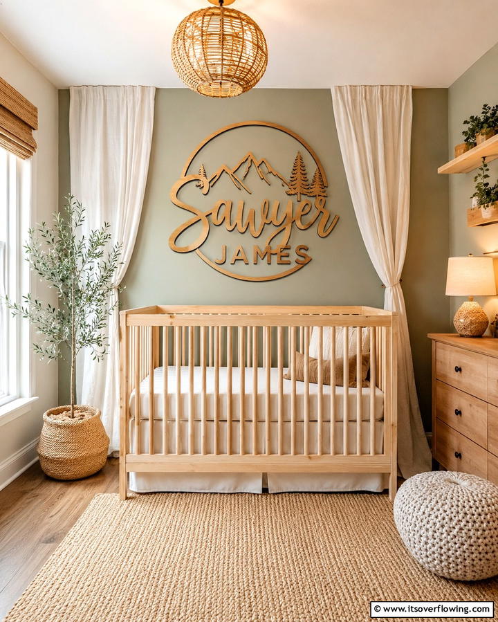 Wooden Name Sign - 25 Rustic Nursery Ideas for a Cozy Baby Room