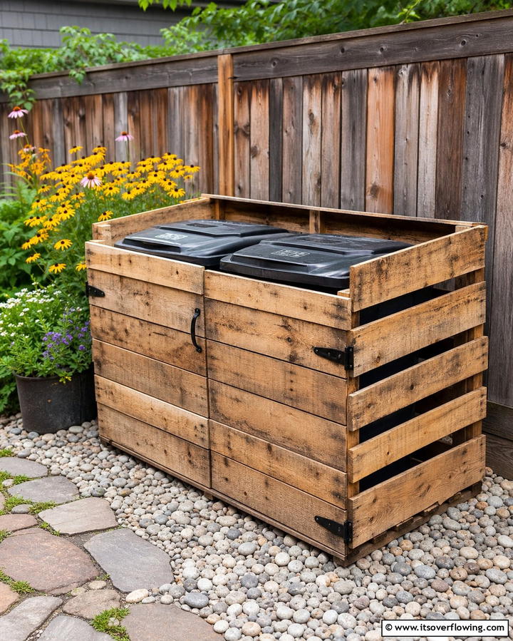 Wooden Pallet Enclosure - 25 Garbage Can Storage Ideas for Neat Spaces