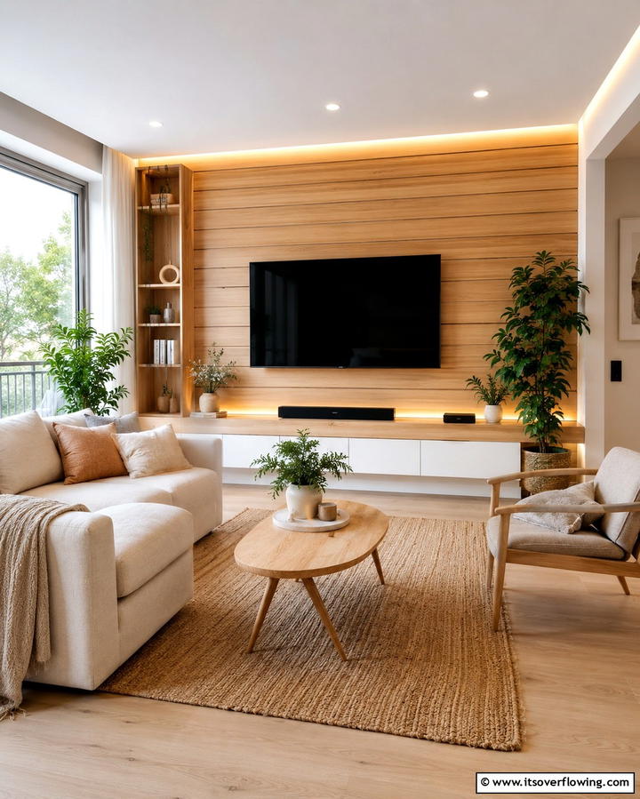 Wooden Paneling - 20 TV Accent Wall Ideas to Enhance Your Space