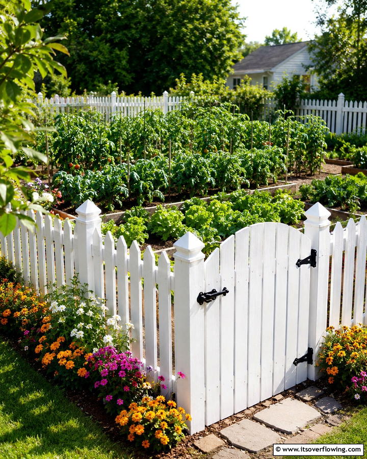 Wooden Picket Fence Charm - 20 Practical Vegetable Garden Fence Ideas for Your Yard