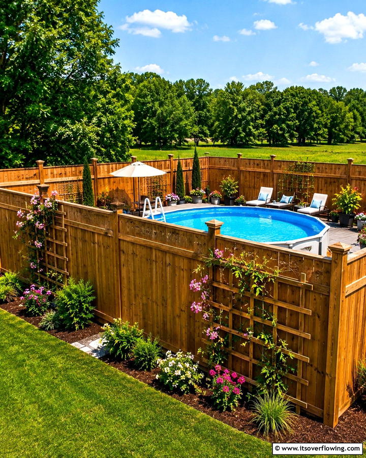 Wooden Privacy Fence - 25 Above Ground Pool Landscaping Ideas for a Stunning Yard