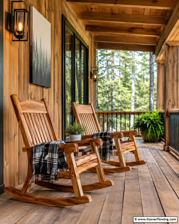 Wooden Rocking Chairs - 25 Rustic Porch Ideas to Create a Cozy Outdoor Retreat