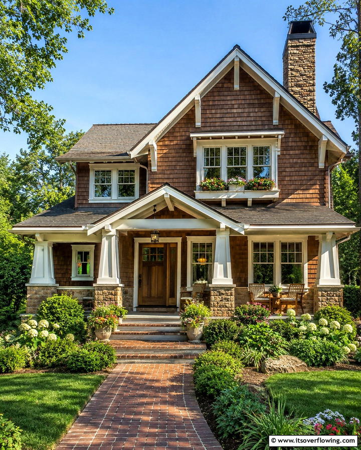 Wooden Shingle Siding - 25 Craftsman Style House Exterior Ideas for Curb Appeal