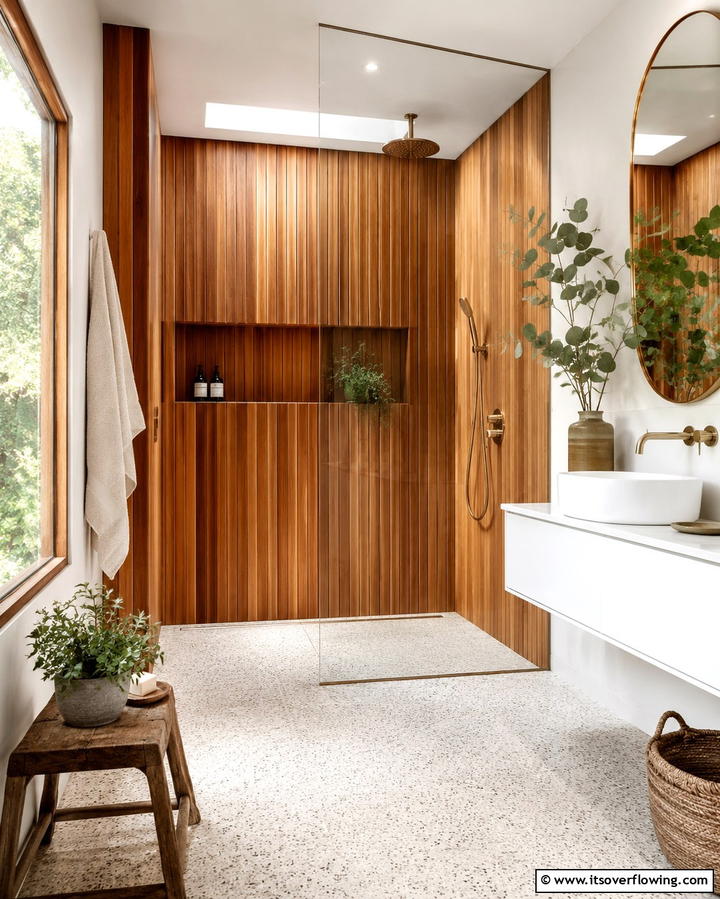 Wooden Shower Paneling - 25 Rustic Bathroom Ideas for a Cozy Feel