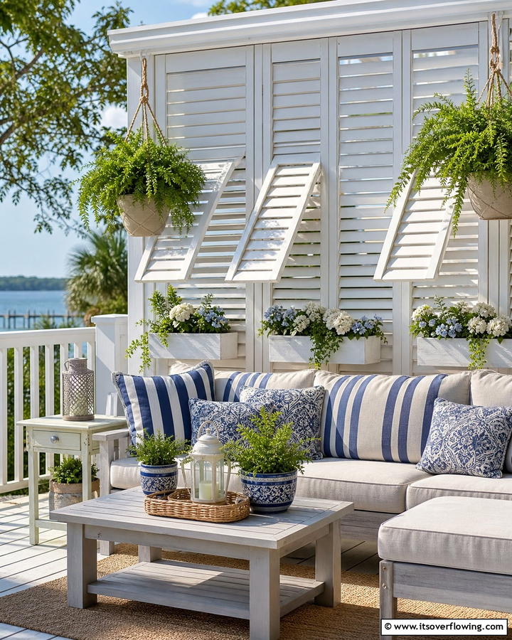 Wooden Shutter Privacy Wall - 20 Deck With Privacy Wall Ideas for Cozy Spaces