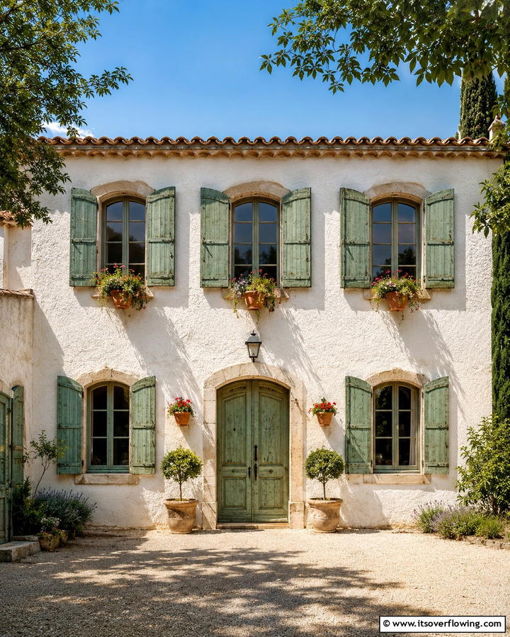 Wooden Shutters for Rustic Charm - 30 Mediterranean House Exterior Ideas for Coastal Charm