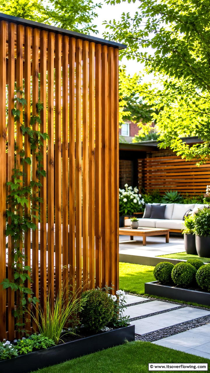 Wooden Slat Fence - 30 Garden Screening Ideas- Privacy Solutions & Stylish Designs
