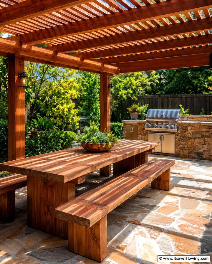 Wooden Slat Roof - 25 Pergola Roof Ideas to Enhance Your Outdoor Living Space