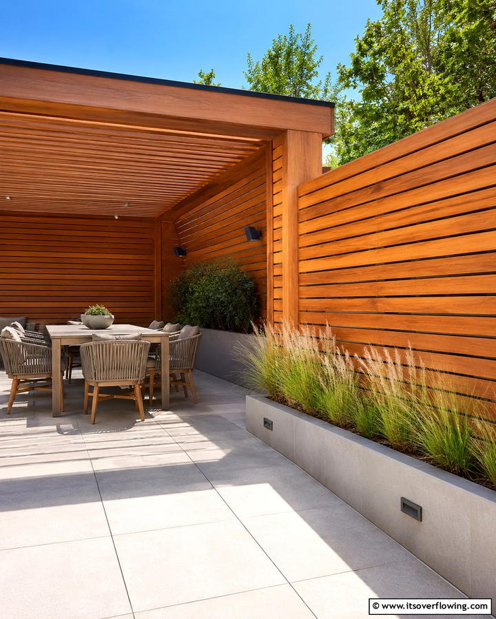 Wooden Slat Walls - 25 Patio Wall Ideas to Transform Your Outdoor Space