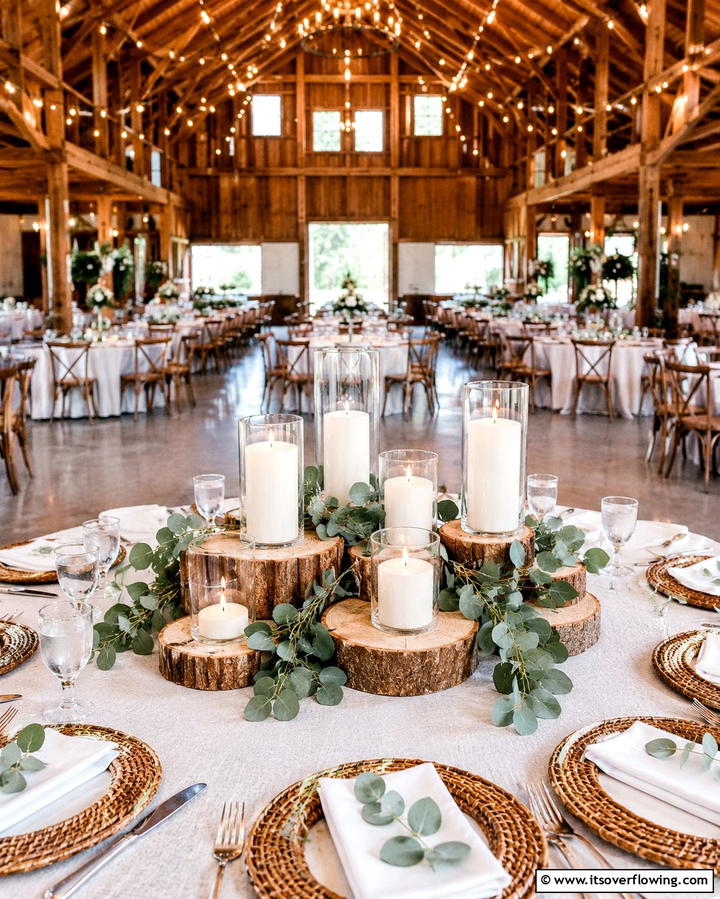 Wooden Slice Candle Holders - 30 Unique Non-Floral Wedding Centerpiece Ideas