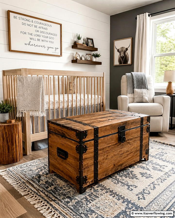 Wooden Toy Chest - 25 Rustic Nursery Ideas for a Cozy Baby Room