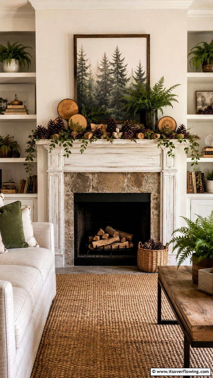 Woodland Charm - 30 Fall Mantel Decor Ideas for Seasonal Coziness