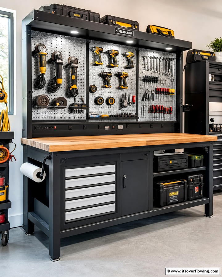 Workbench Pegboard Combos - 25 Power Tool Storage Ideas for an Organized Workshop