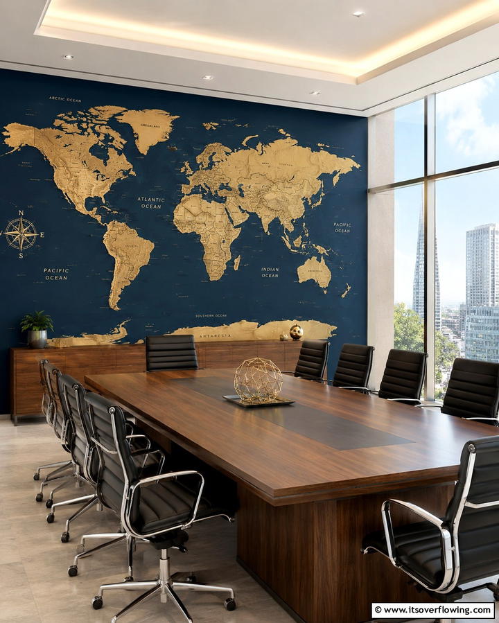 World Map Murals for a Global Perspective - 25 Office Wall Murals to Inspire Creativity and Productivity