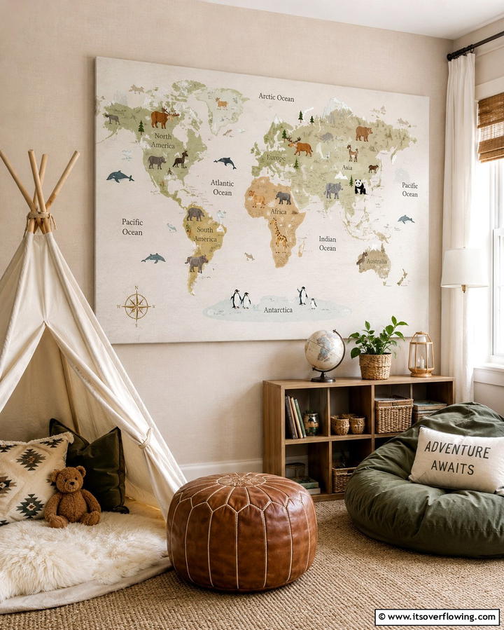 World Map Wall Art - 25 Nursery Wall Decor Ideas to Create a Cozy and Cute Space