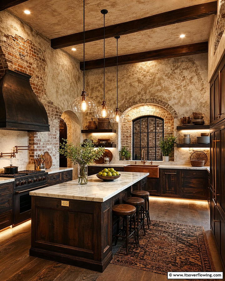 Worn In Textured Walls - 21 Rustic Kitchen Concepts for Warm Farmhouse-Inspired Designs