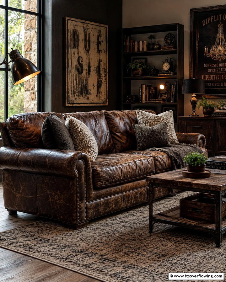 Worn Leather Furniture - 25 Grunge Aesthetic Room Decor Ideas for a Unique Look