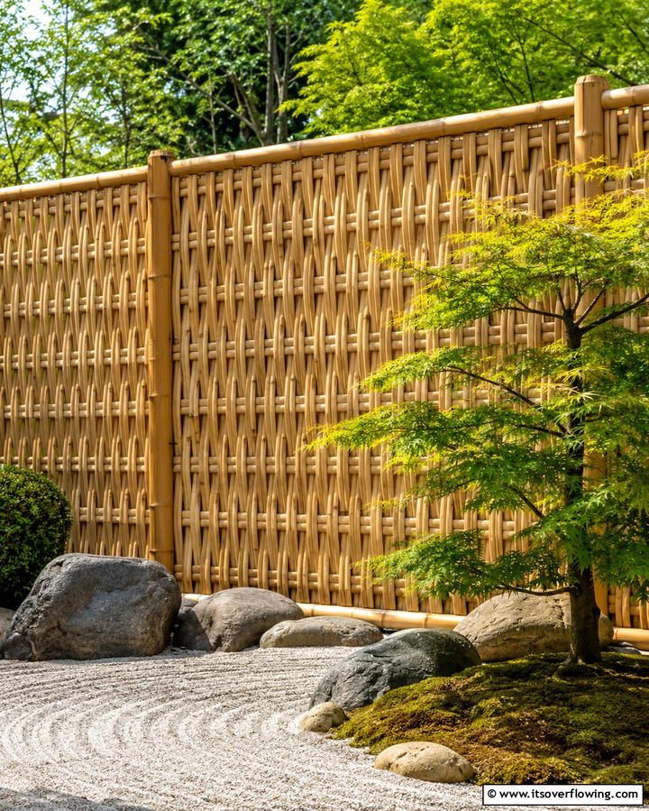 Woven Bamboo Fence - 30 Decorative Fence Ideas to Enhance Your Yard’s Aesthetic
