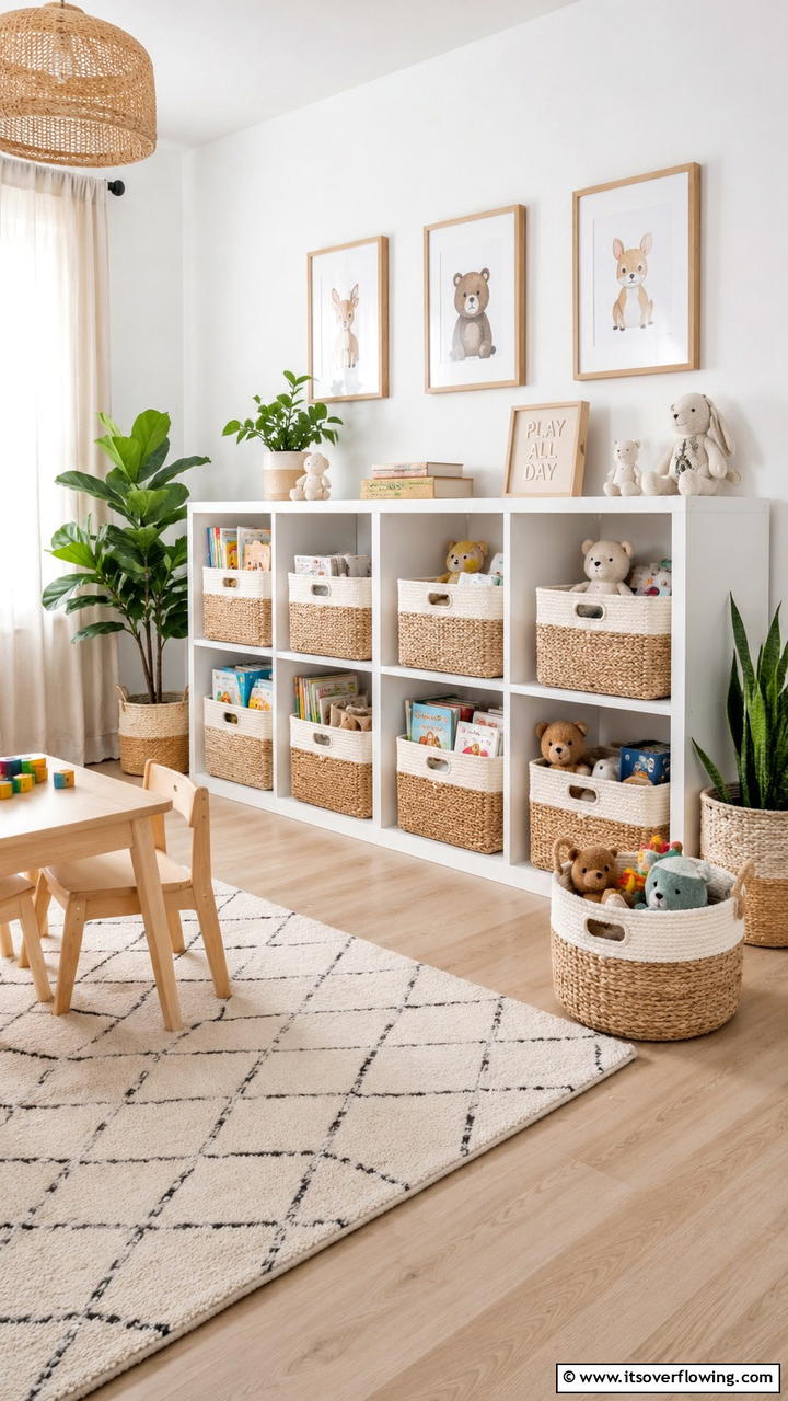 Woven Basket Organizers - 21 Smart Toy Storage Ideas to Declutter Kids’ Spaces Efficiently