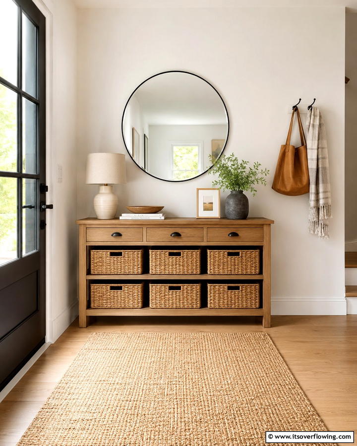 Woven Basket Storage - 30 Bohemian Hallway Decor Ideas for a Welcoming Entryway