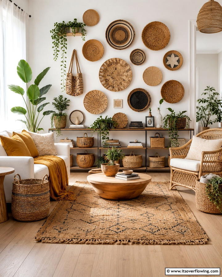 Woven Basket Storage - 30 Eclectic Boho Decor Ideas for a Free-Spirited Home Vibe