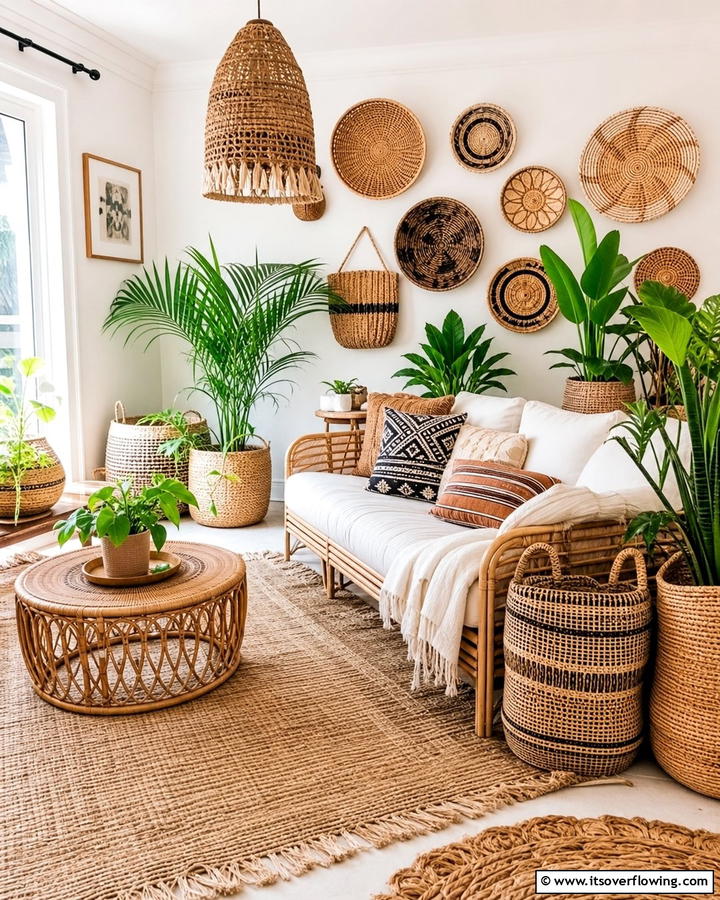 Woven Baskets for Functional Decor - 25 Bohemian Interior Design Ideas for a Chic Home