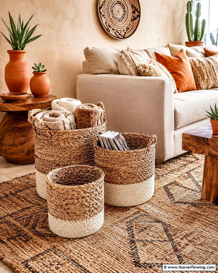Woven Baskets for Storage - 25 Desert Themed Room Ideas for a Warm and Inviting Space